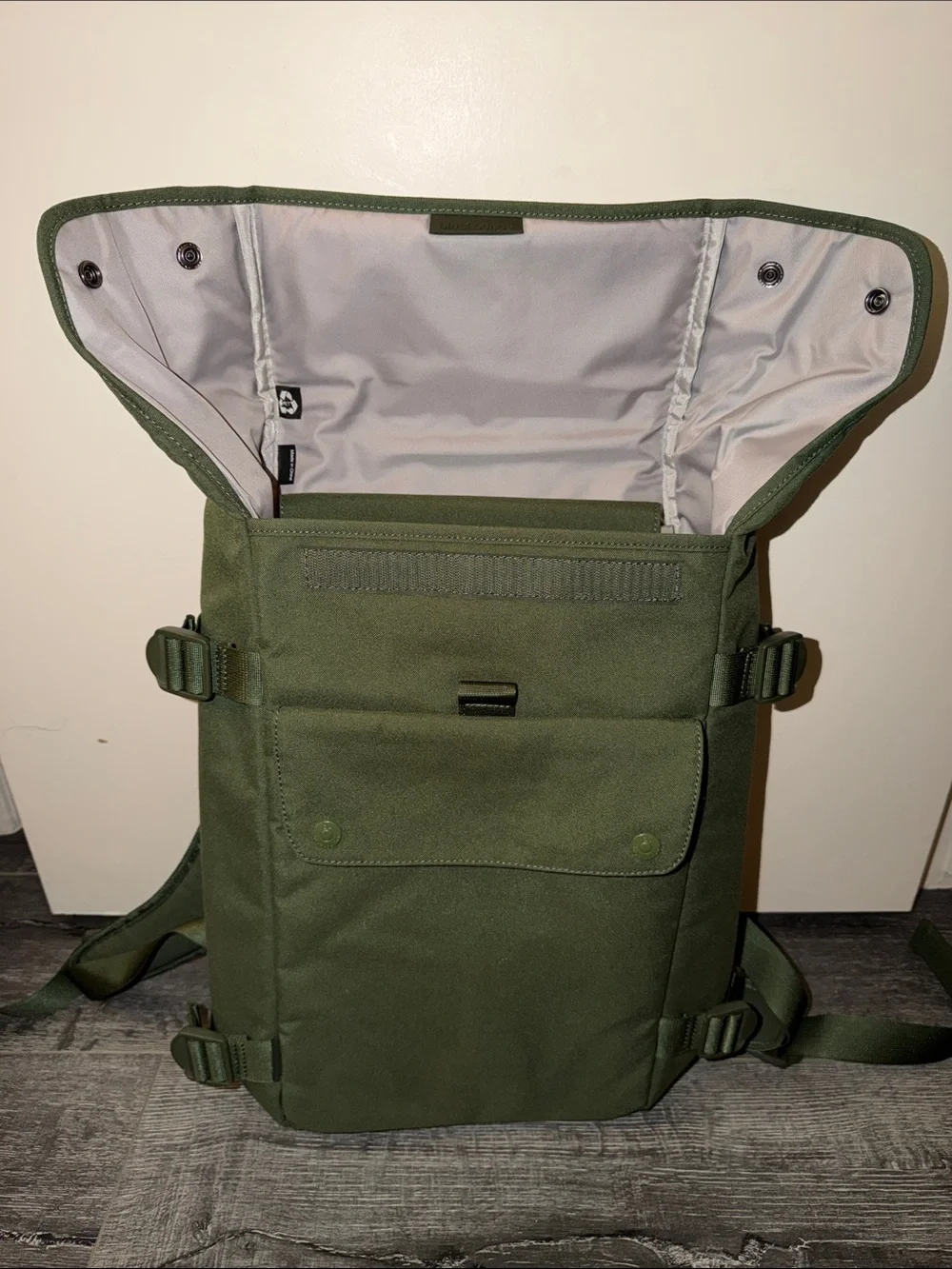 Men's Olive Green Roll-Top Backpack - Minimal Everyday Carry